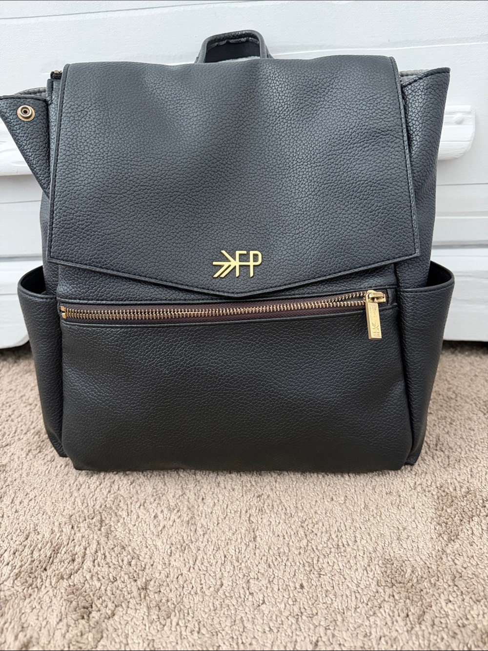 Freshly Picked Black Backpack Diaper Bag with Gold Hardware